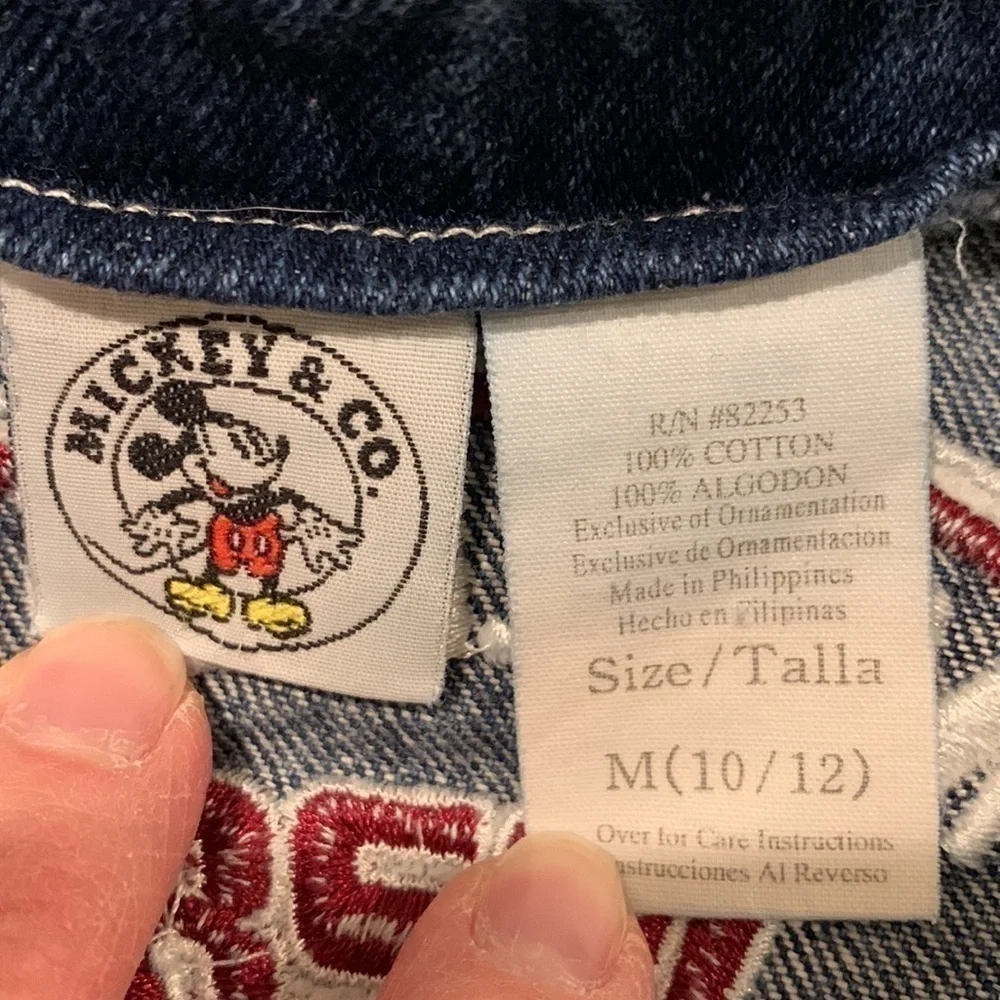Disney&Co. Girls Mickey Mouse Jean Jumper. Size M 10-12. Side button-Super Cute!